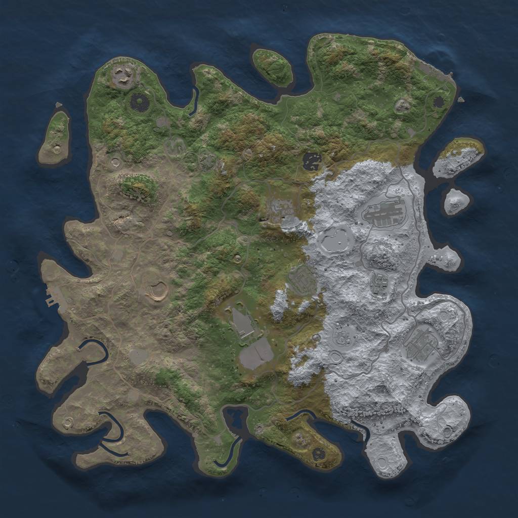 Rust Map: Procedural Map, Size: 4000, Seed: 307648126, 17 Monuments