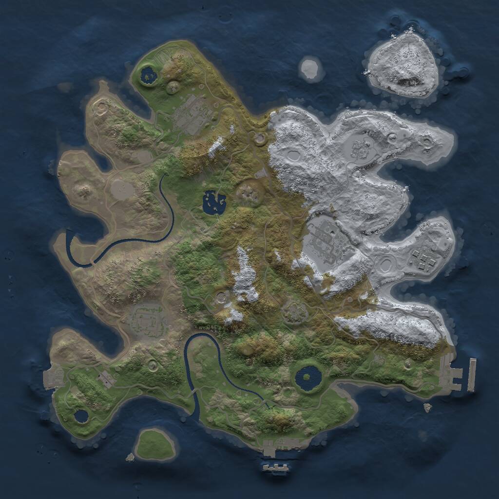 Rust Map: Procedural Map, Size: 3000, Seed: 1395, 11 Monuments