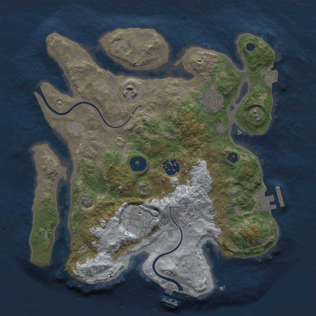 Rust Map: Procedural Map, Size: 3000, Seed: 19738, 10 Monuments