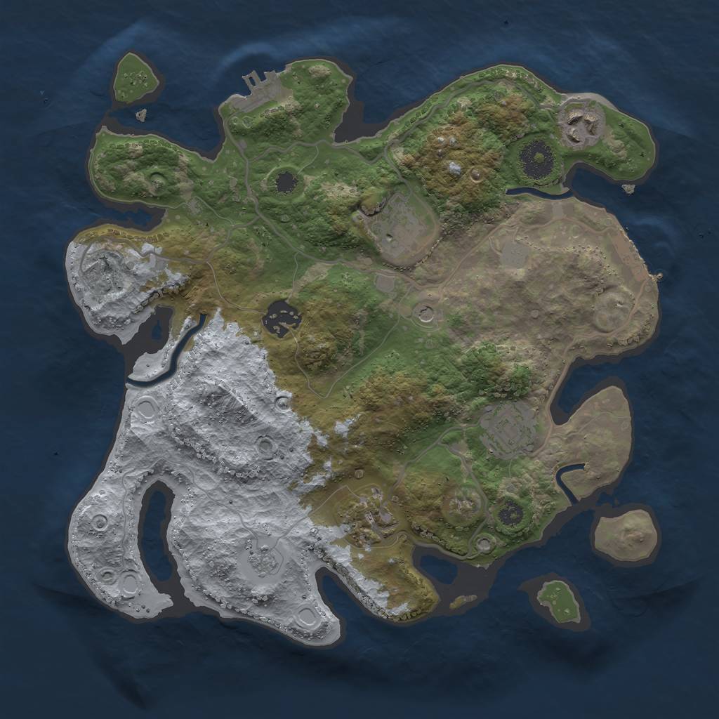 Rust Map: Procedural Map, Size: 3000, Seed: 33759, 12 Monuments
