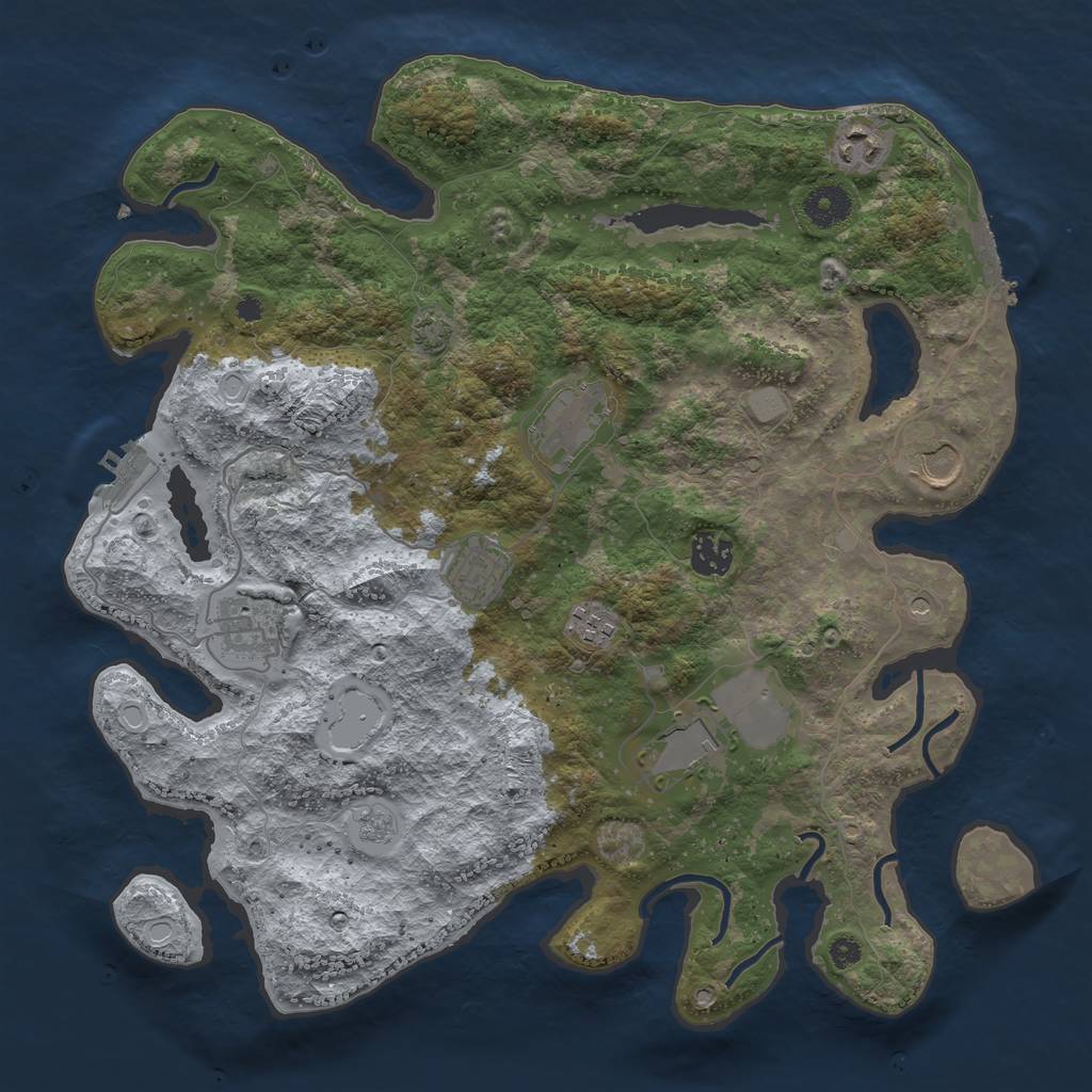 Rust Map: Procedural Map, Size: 3700, Seed: 1724369338, 16 Monuments