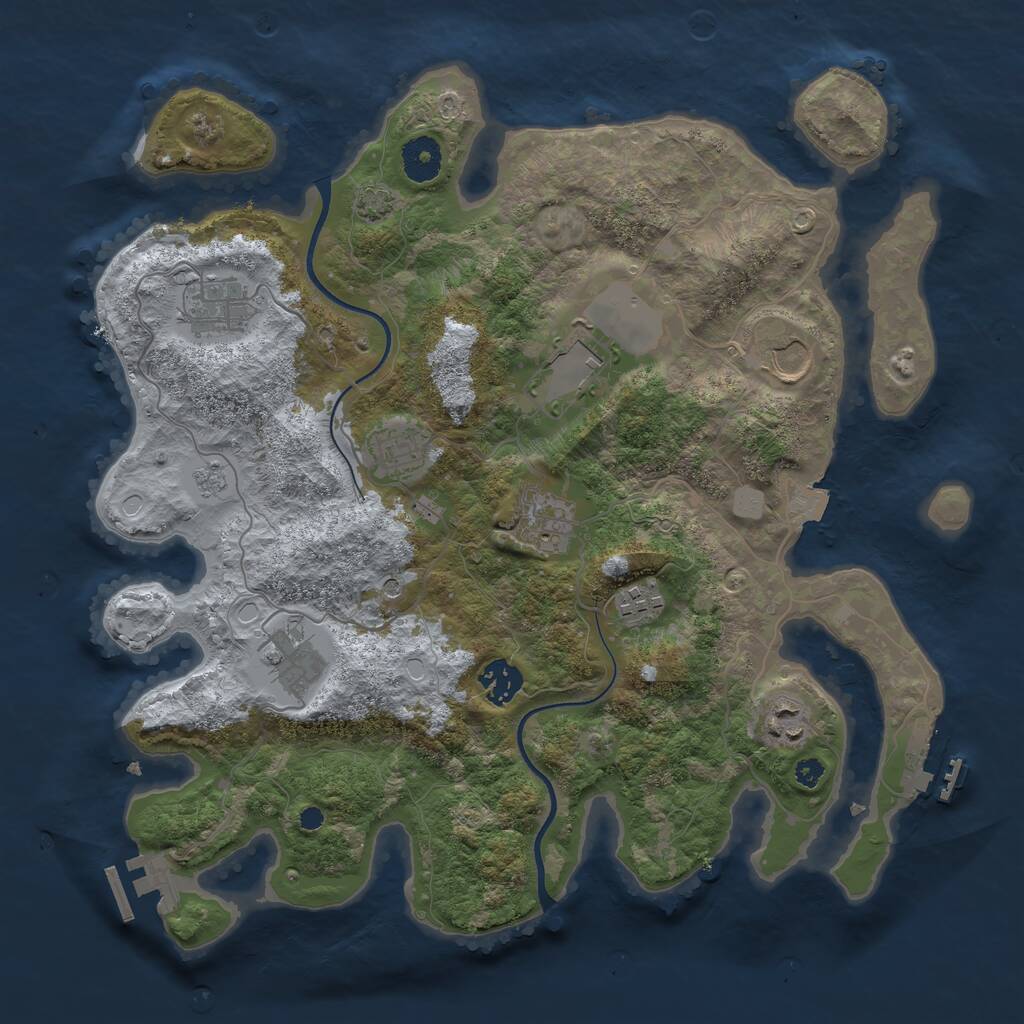 Rust Map: Procedural Map, Size: 3600, Seed: 20407, 15 Monuments