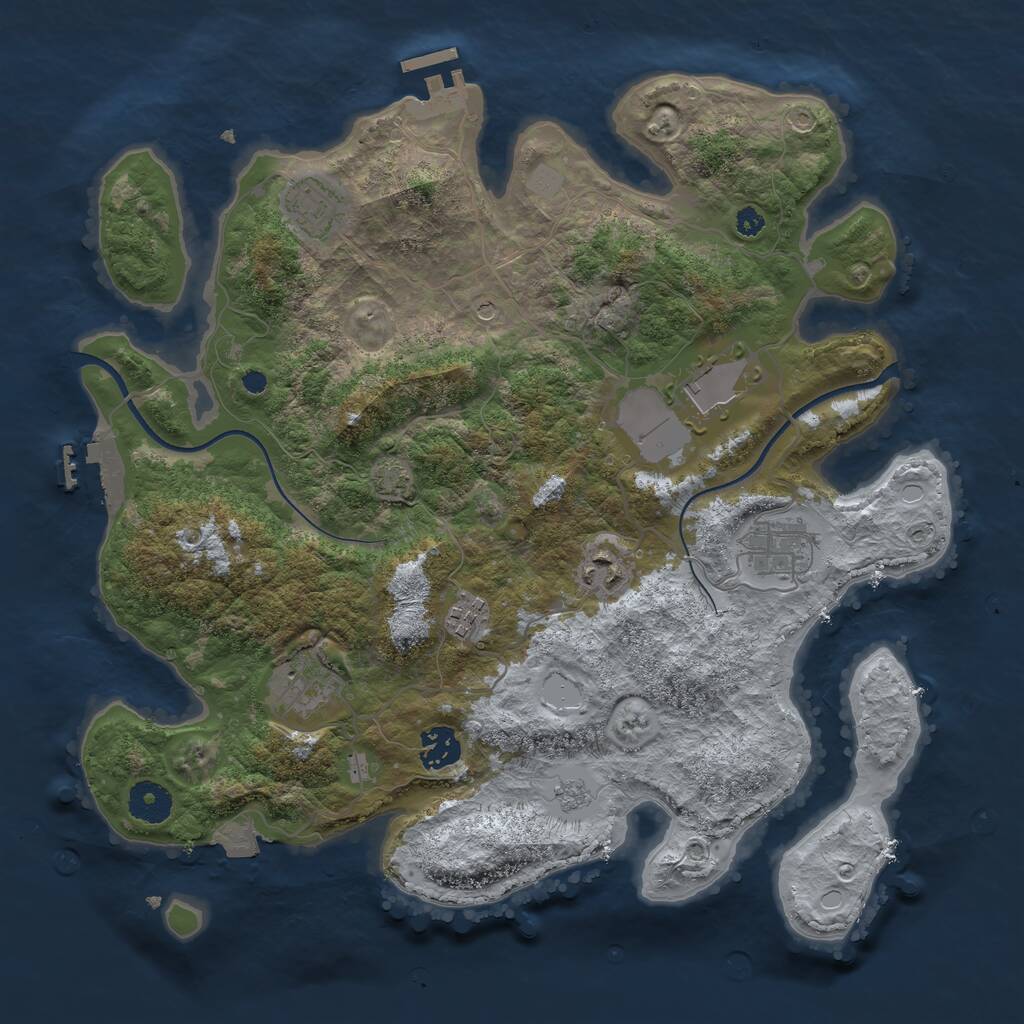 Rust Map: Procedural Map, Size: 3600, Seed: 10407, 13 Monuments
