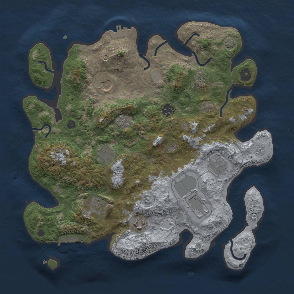 Rust Map: Procedural Map, Size: 3600, Seed: 10407, 17 Monuments