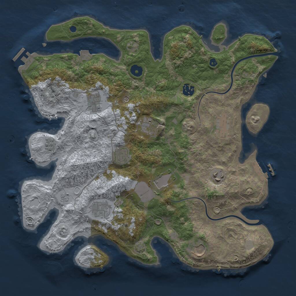 Rust Map: Procedural Map, Size: 3700, Seed: 958729757, 16 Monuments