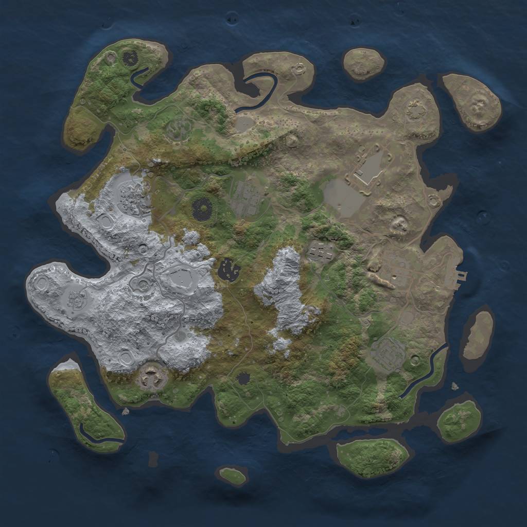 Rust Map: Procedural Map, Size: 3500, Seed: 84437, 15 Monuments
