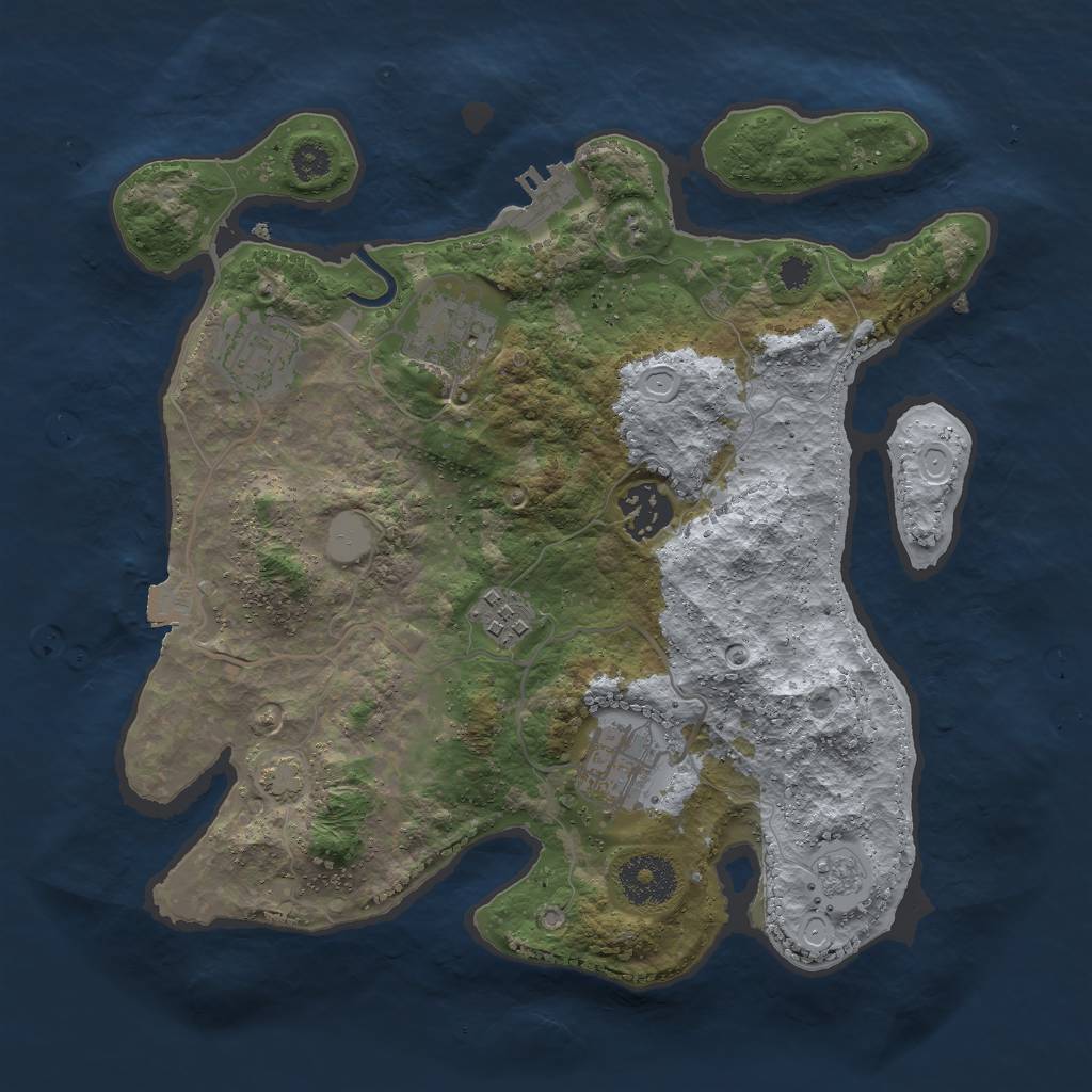 Rust Map: Procedural Map, Size: 3000, Seed: 1063136024, 11 Monuments