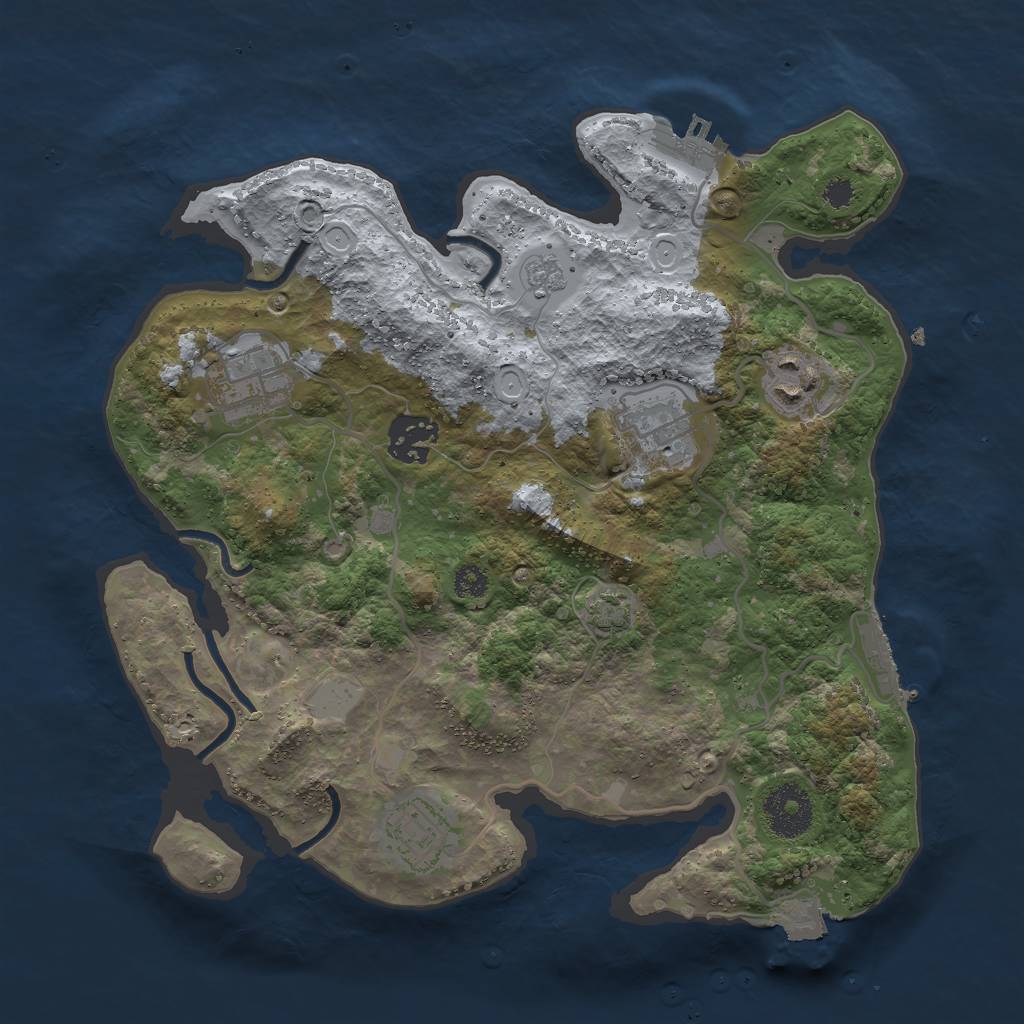 Rust Map: Procedural Map, Size: 3000, Seed: 1238921381, 12 Monuments
