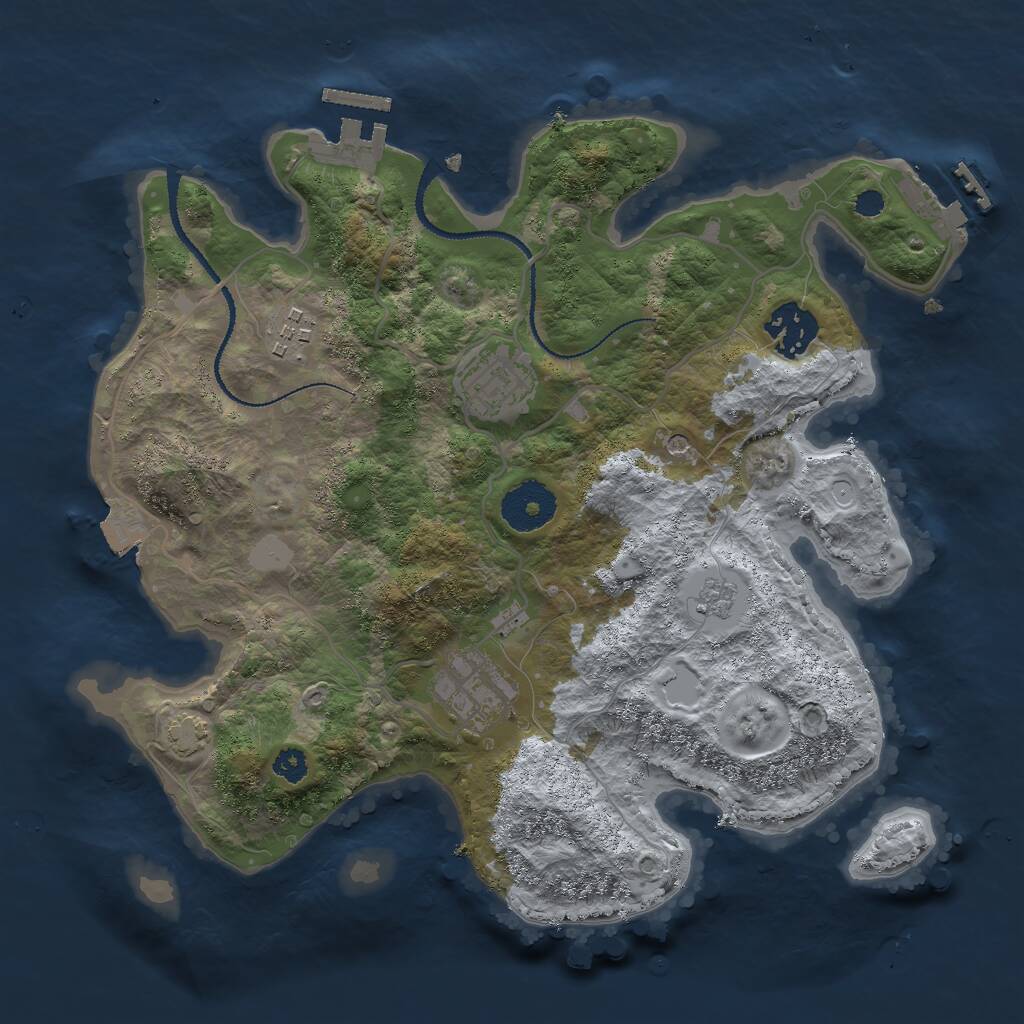 Rust Map: Procedural Map, Size: 3000, Seed: 1906485797, 10 Monuments