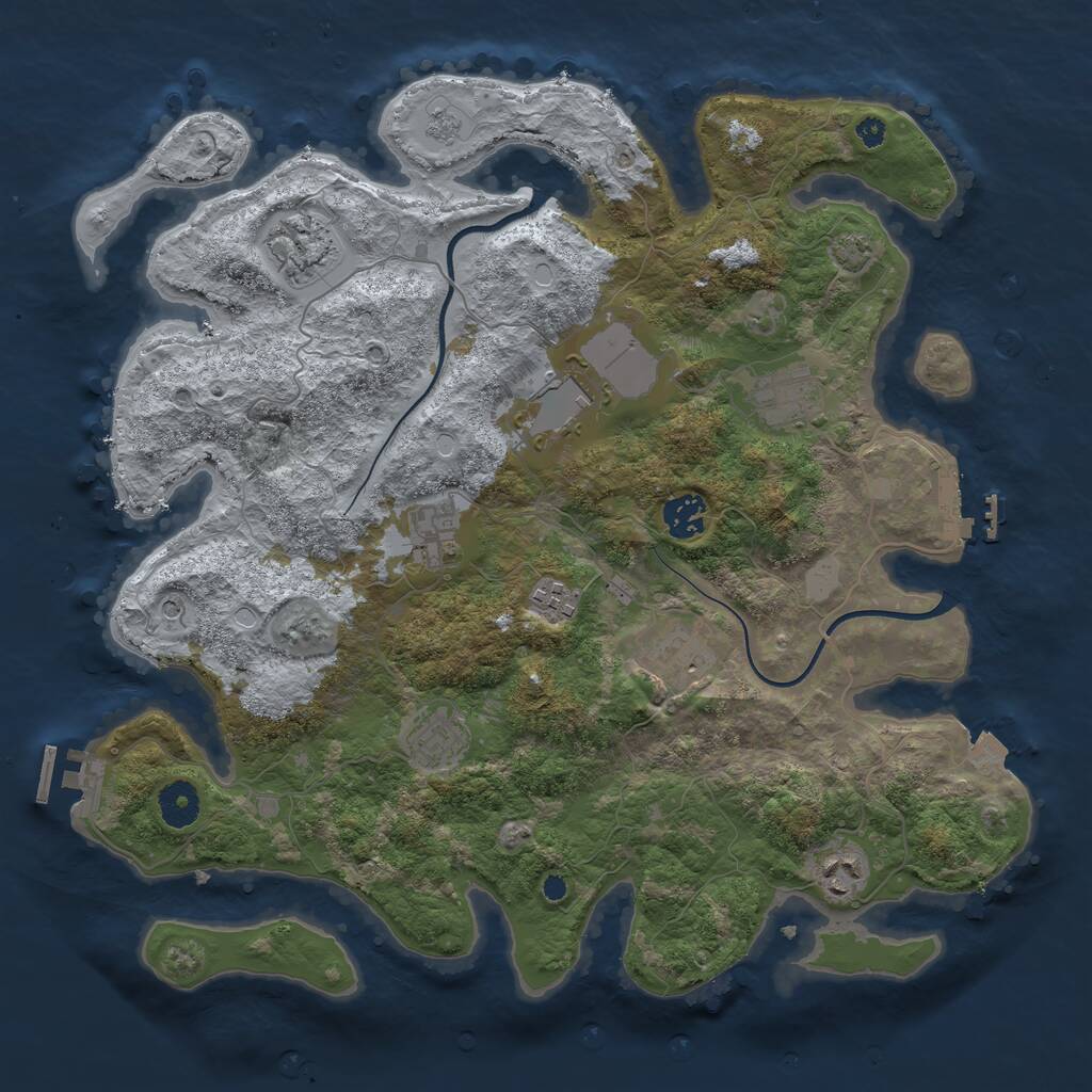 Rust Map: Procedural Map, Size: 3750, Seed: 1204665533, 15 Monuments