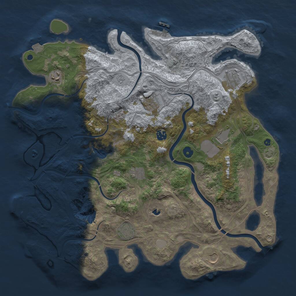 Rust Map: Procedural Map, Size: 4250, Seed: 498746623, 14 Monuments