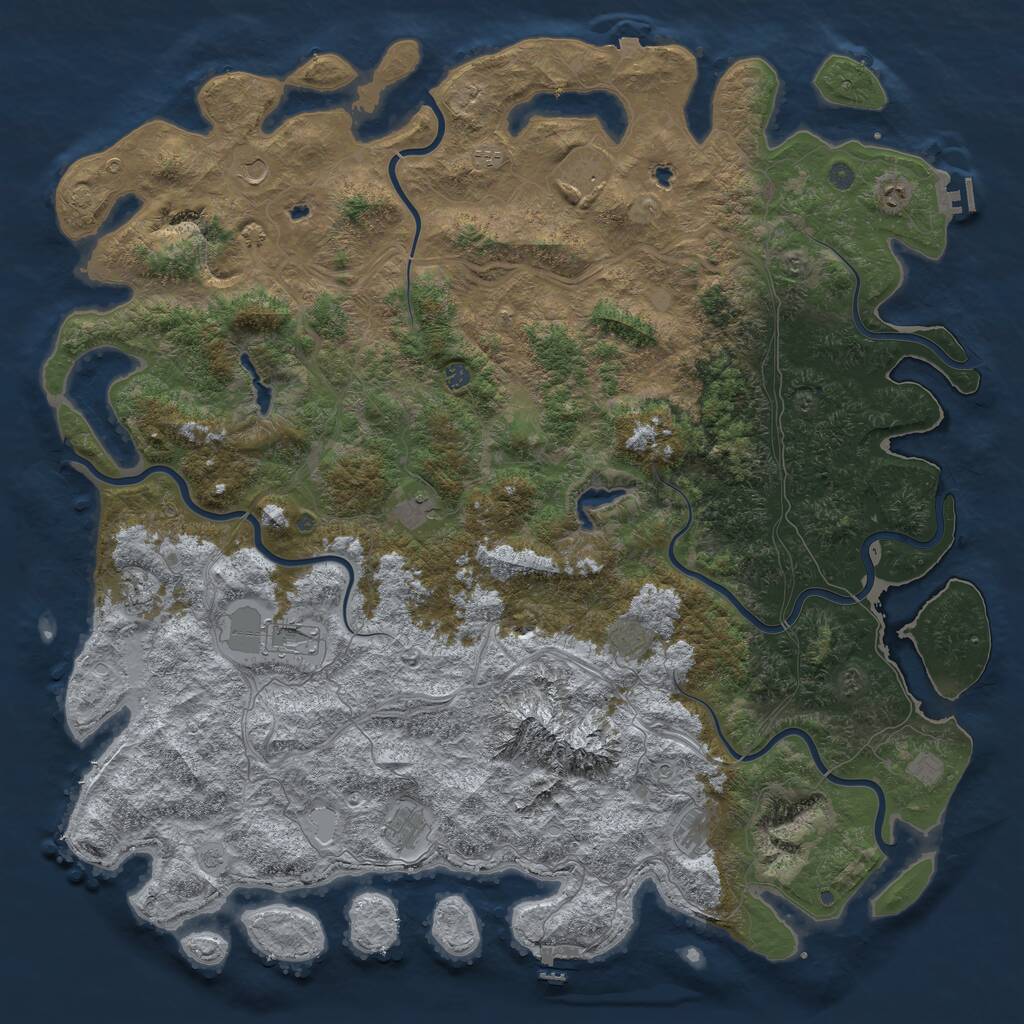 Rust Map: Procedural Map, Size: 6000, Seed: 12376050, 19 Monuments