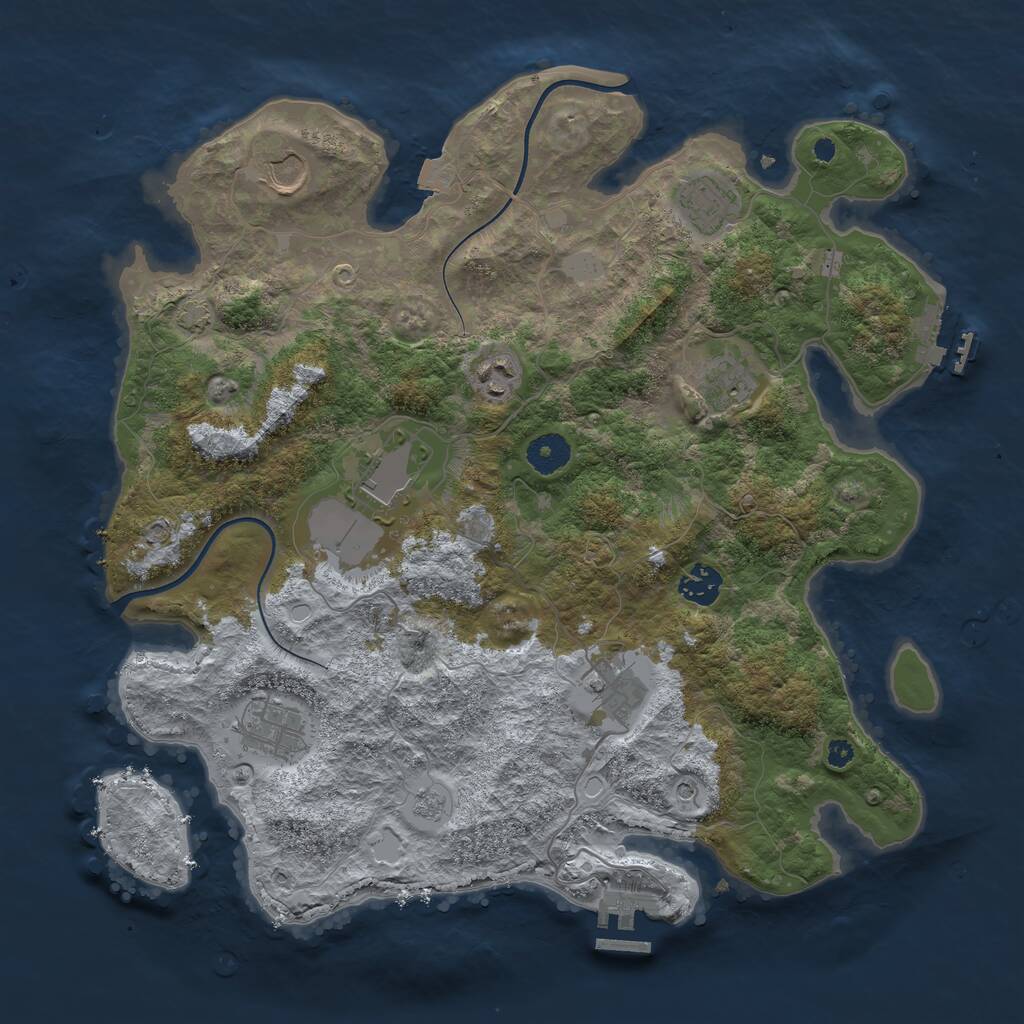 Rust Map: Procedural Map, Size: 3750, Seed: 1818308807, 14 Monuments