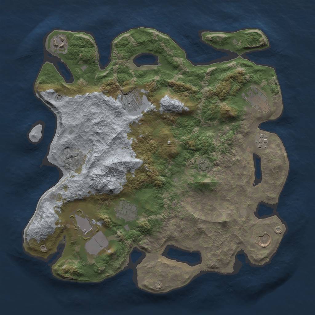Rust Map: Barren, Size: 3500, Seed: 1086004988, 11 Monuments