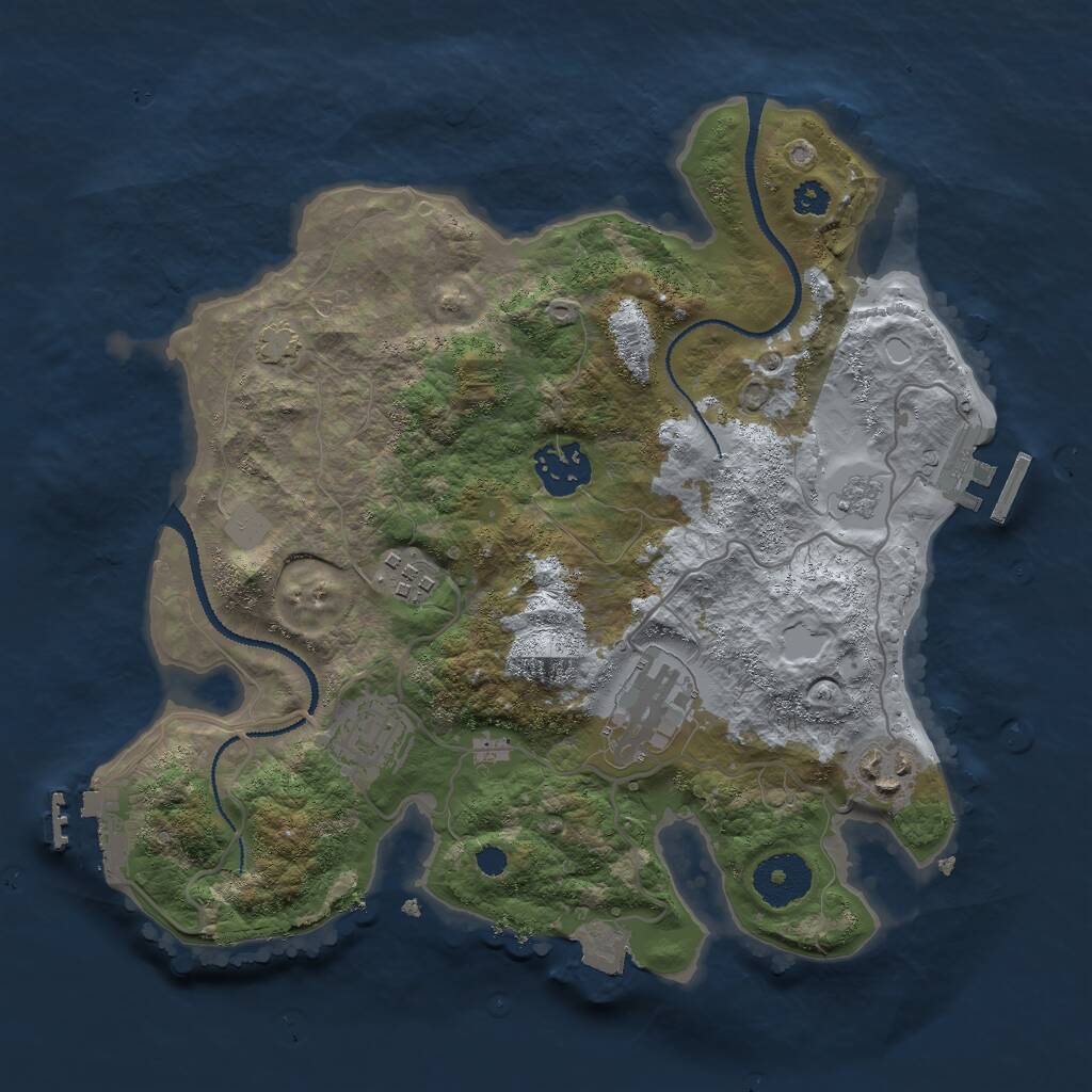 Rust Map: Procedural Map, Size: 3000, Seed: 121580826, 12 Monuments