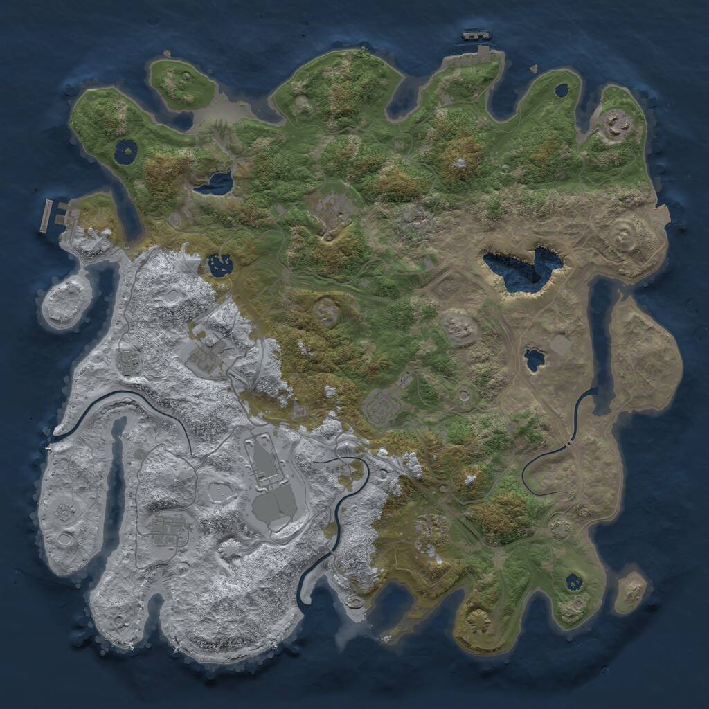 Rust Map: Procedural Map, Size: 4300, Seed: 3418175, 17 Monuments