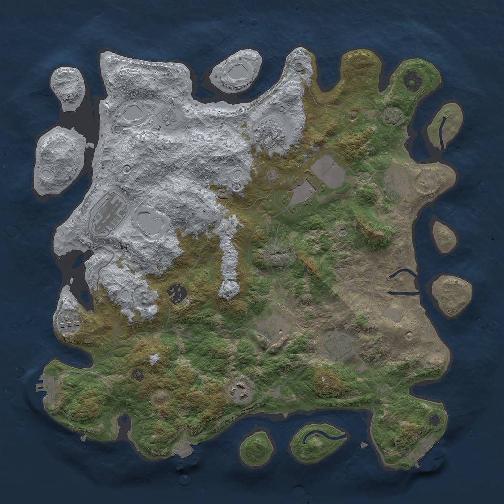 Rust Map: Procedural Map, Size: 3900, Seed: 205492303, 17 Monuments