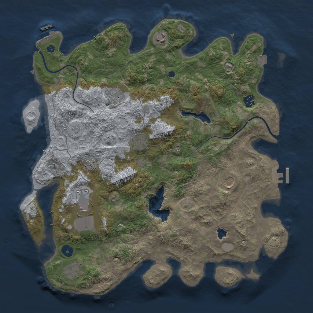 Rust Map: Procedural Map, Size: 4000, Seed: 1074136705, 14 Monuments