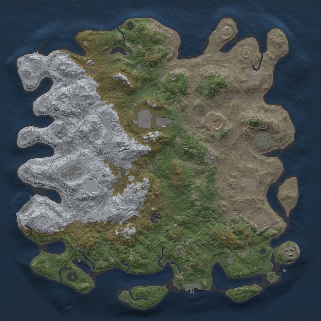 Rust Map: Procedural Map, Size: 4500, Seed: 140392033, 17 Monuments