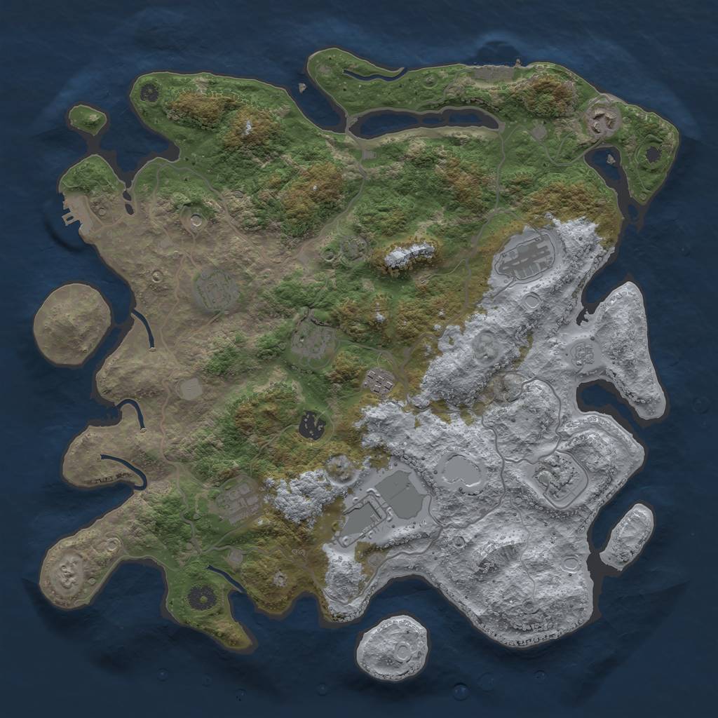 Rust Map: Procedural Map, Size: 4000, Seed: 30201, 17 Monuments