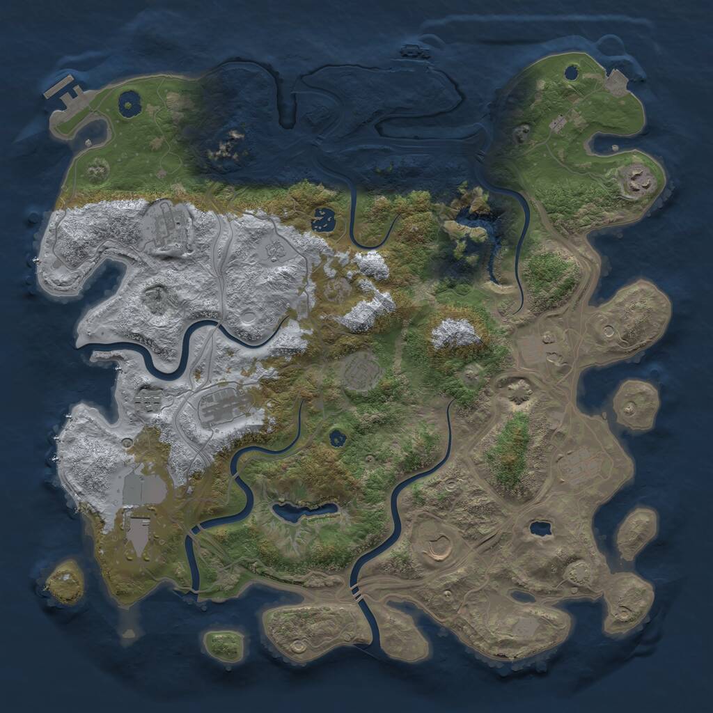 Rust Map: Procedural Map, Size: 4250, Seed: 72396456, 16 Monuments