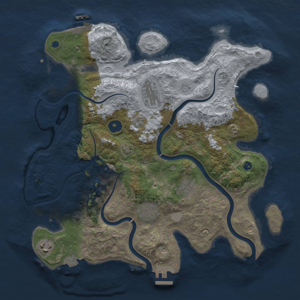Rust Map: Procedural Map, Size: 3500, Seed: 83191653, 11 Monuments