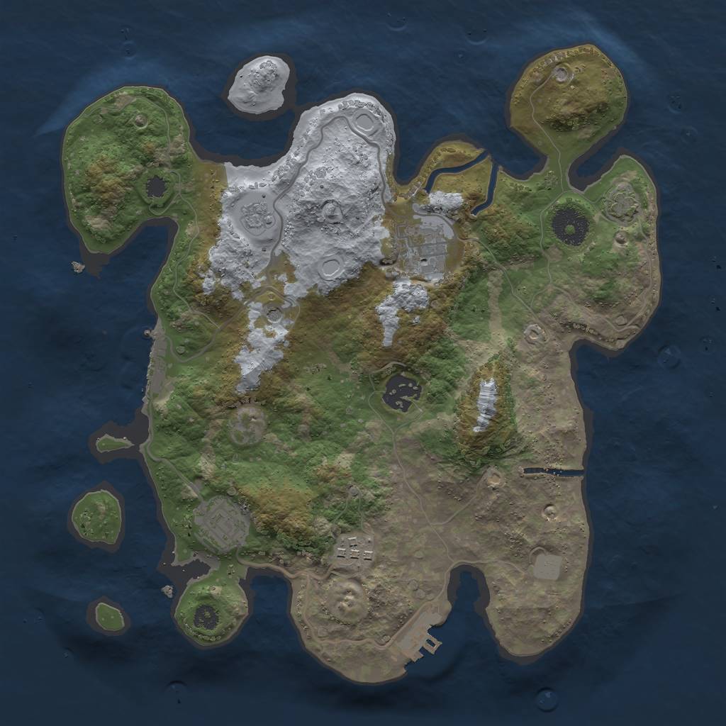 Rust Map: Procedural Map, Size: 3000, Seed: 1264603393, 12 Monuments
