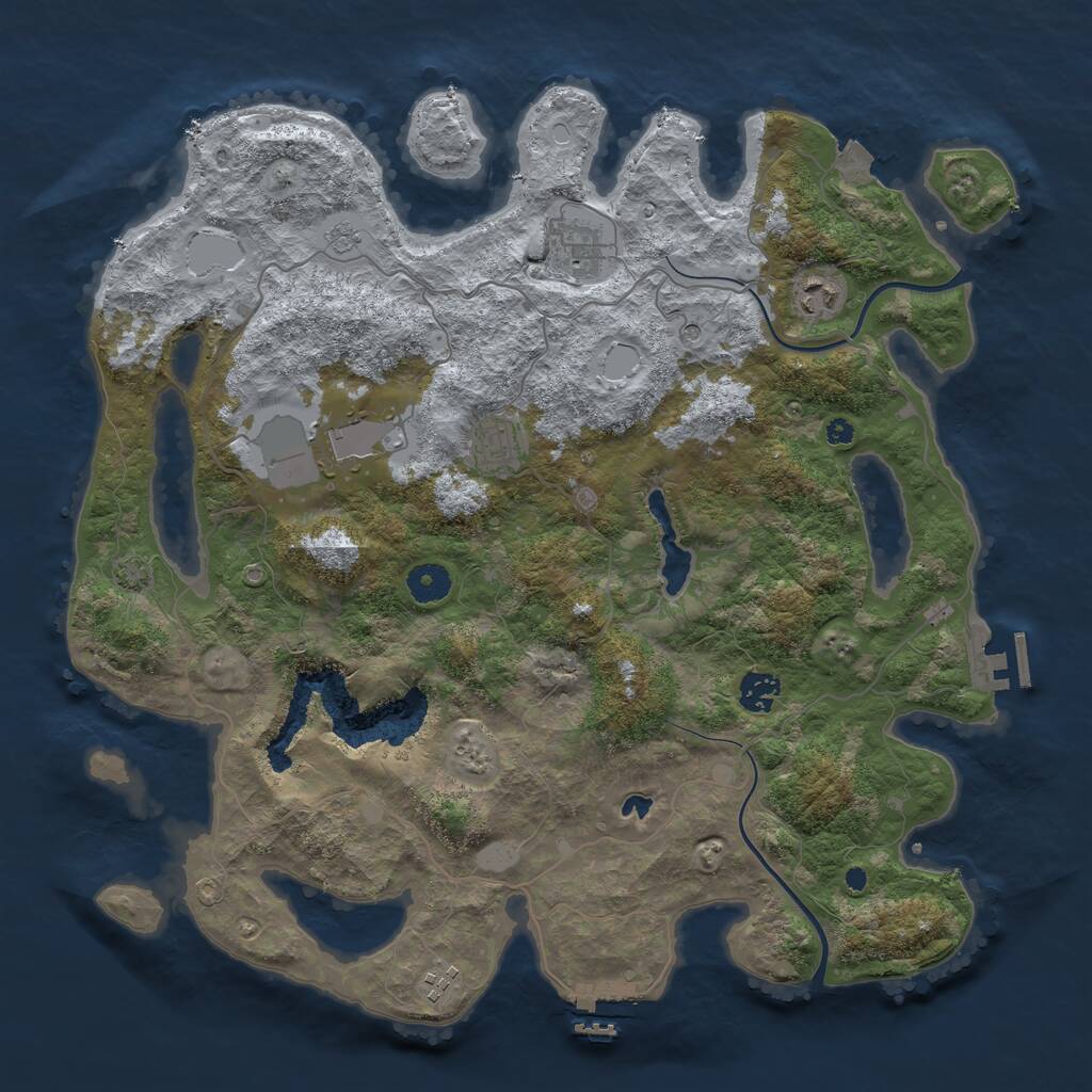 Rust Map: Procedural Map, Size: 4000, Seed: 1284298772, 12 Monuments