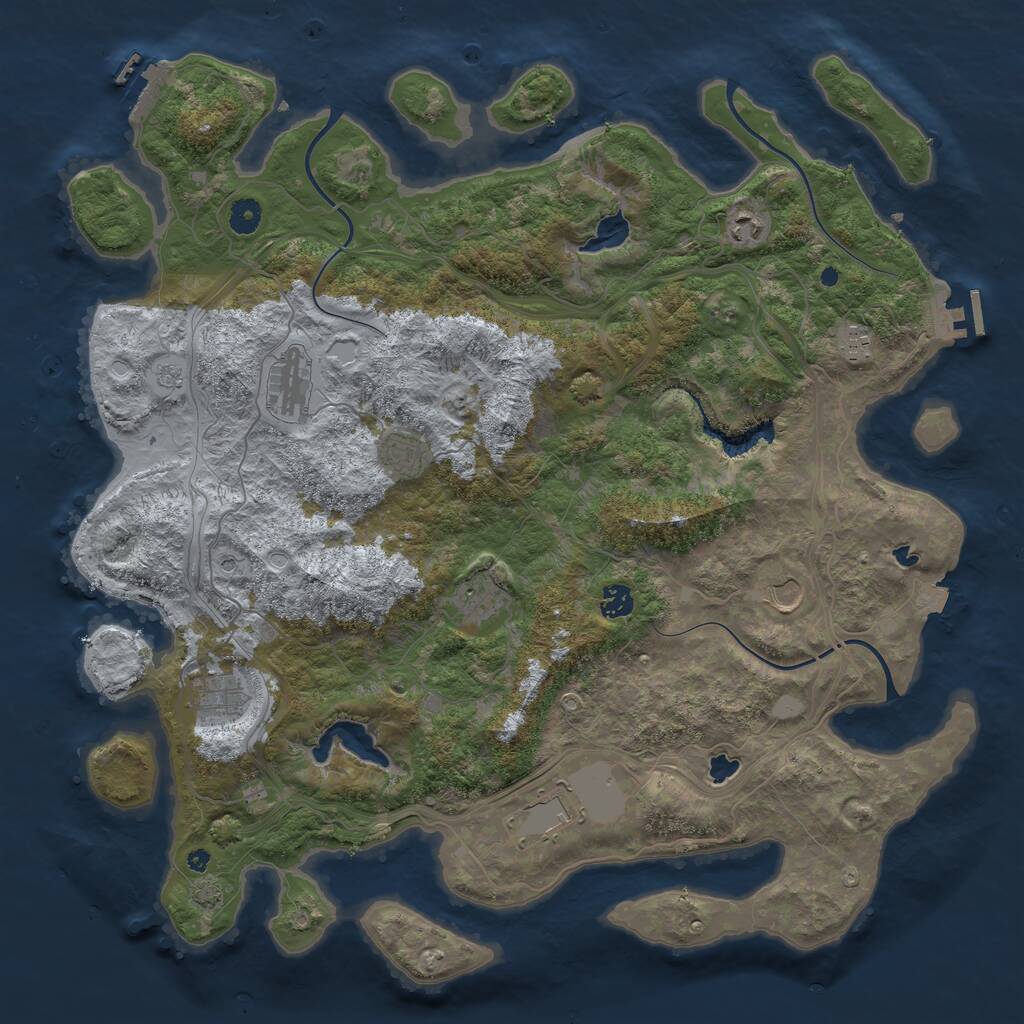 Rust Map: Procedural Map, Size: 4500, Seed: 450485288, 15 Monuments