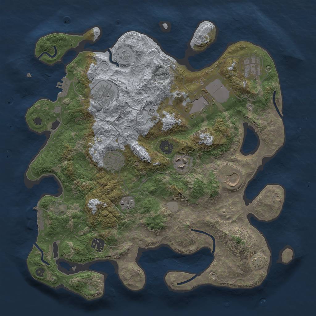 Rust Map: Procedural Map, Size: 3500, Seed: 20374449, 16 Monuments