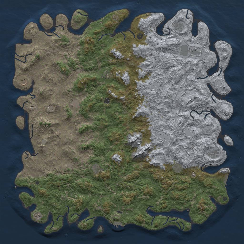 Rust Map: Procedural Map, Size: 6000, Seed: 94613, 19 Monuments