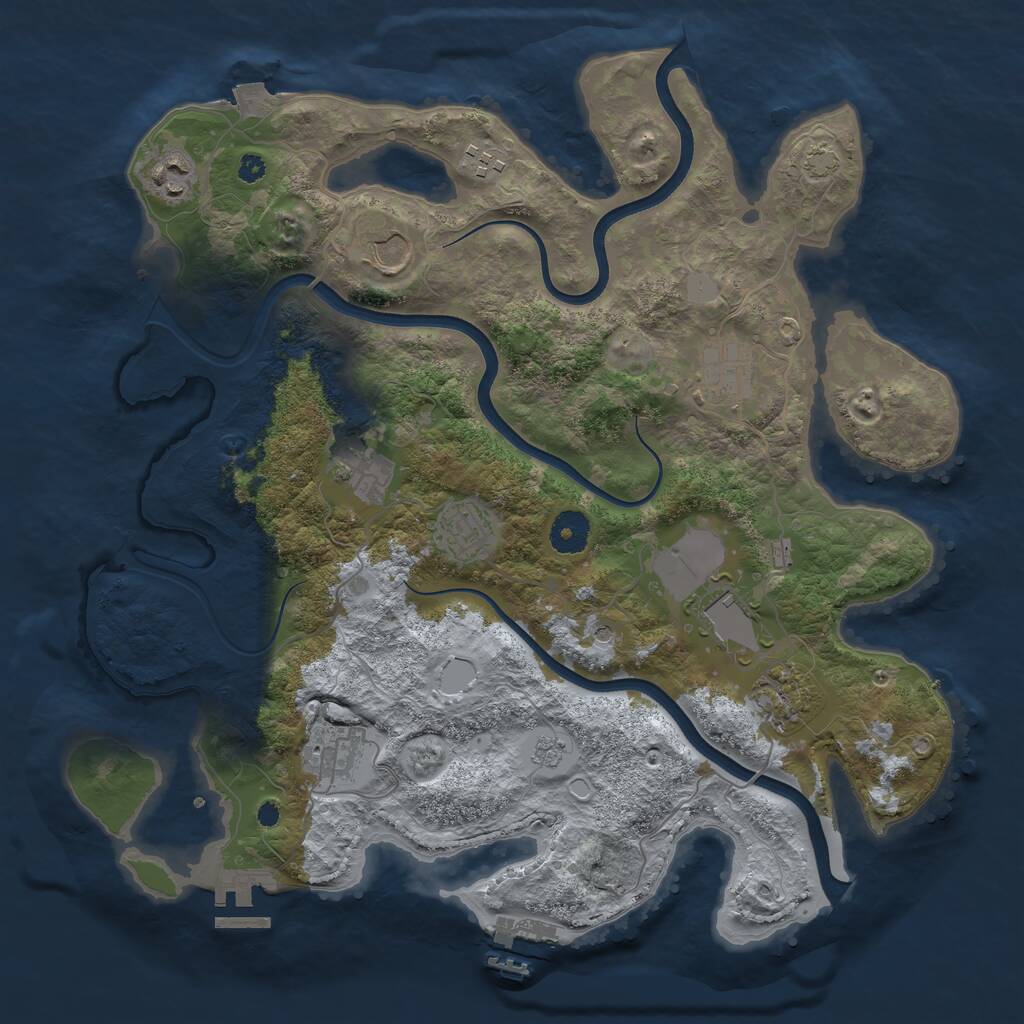 Rust Map: Procedural Map, Size: 3700, Seed: 1050996540, 15 Monuments