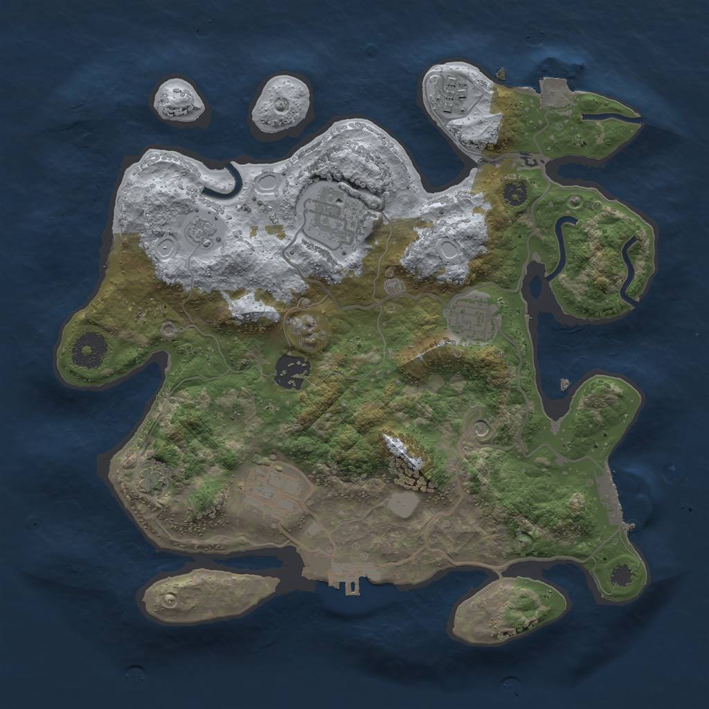 Rust Map: Procedural Map, Size: 3000, Seed: 983560273, 13 Monuments