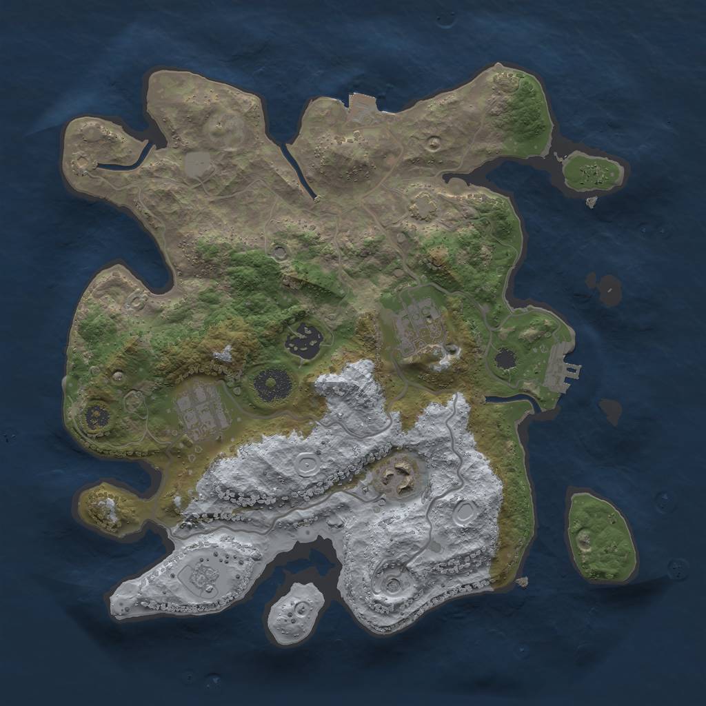 Rust Map: Procedural Map, Size: 3000, Seed: 46277945, 11 Monuments