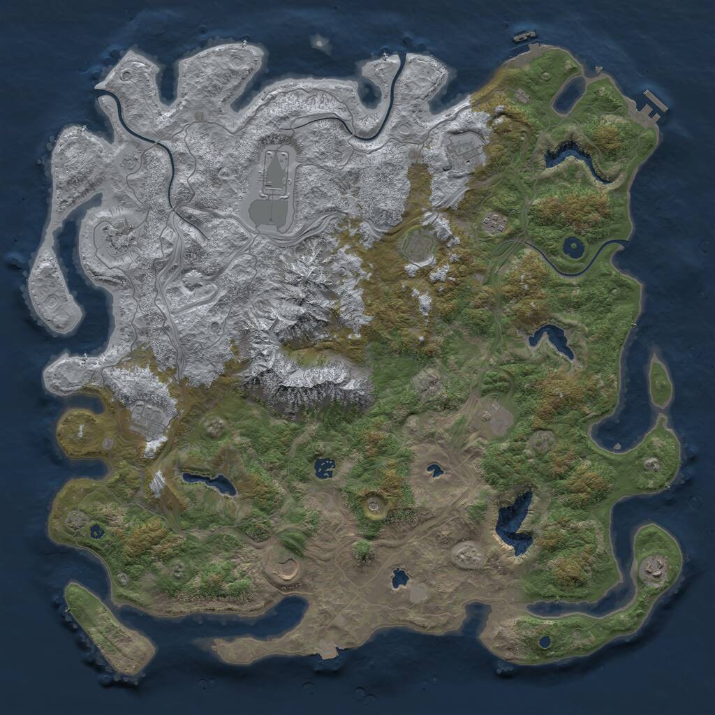 Rust Map: Procedural Map, Size: 5000, Seed: 1736174837, 16 Monuments