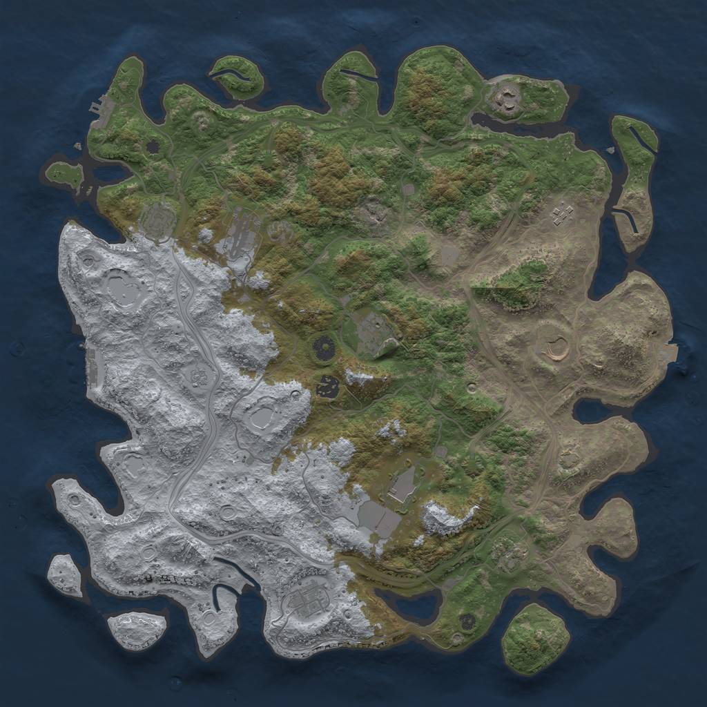 Rust Map: Procedural Map, Size: 4500, Seed: 2050017230, 18 Monuments