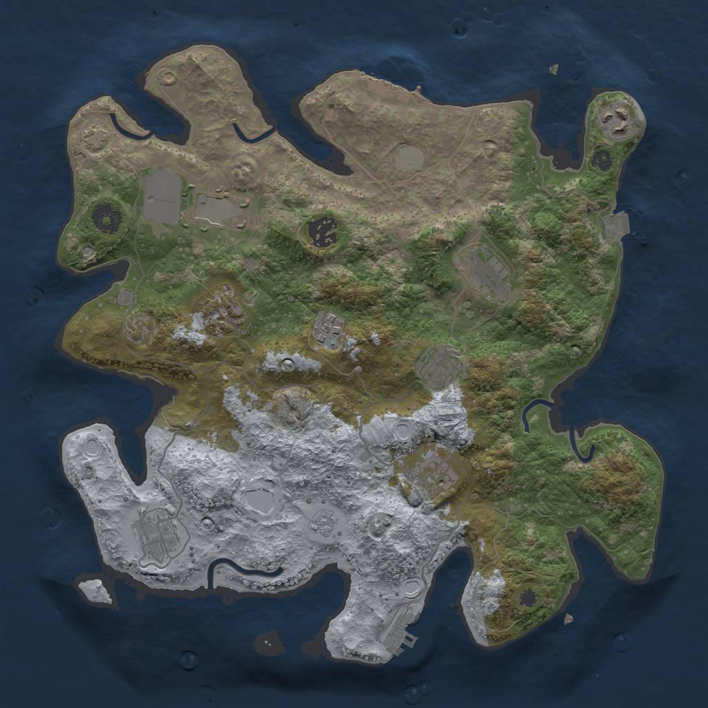 Rust Map: Procedural Map, Size: 3500, Seed: 28833, 16 Monuments