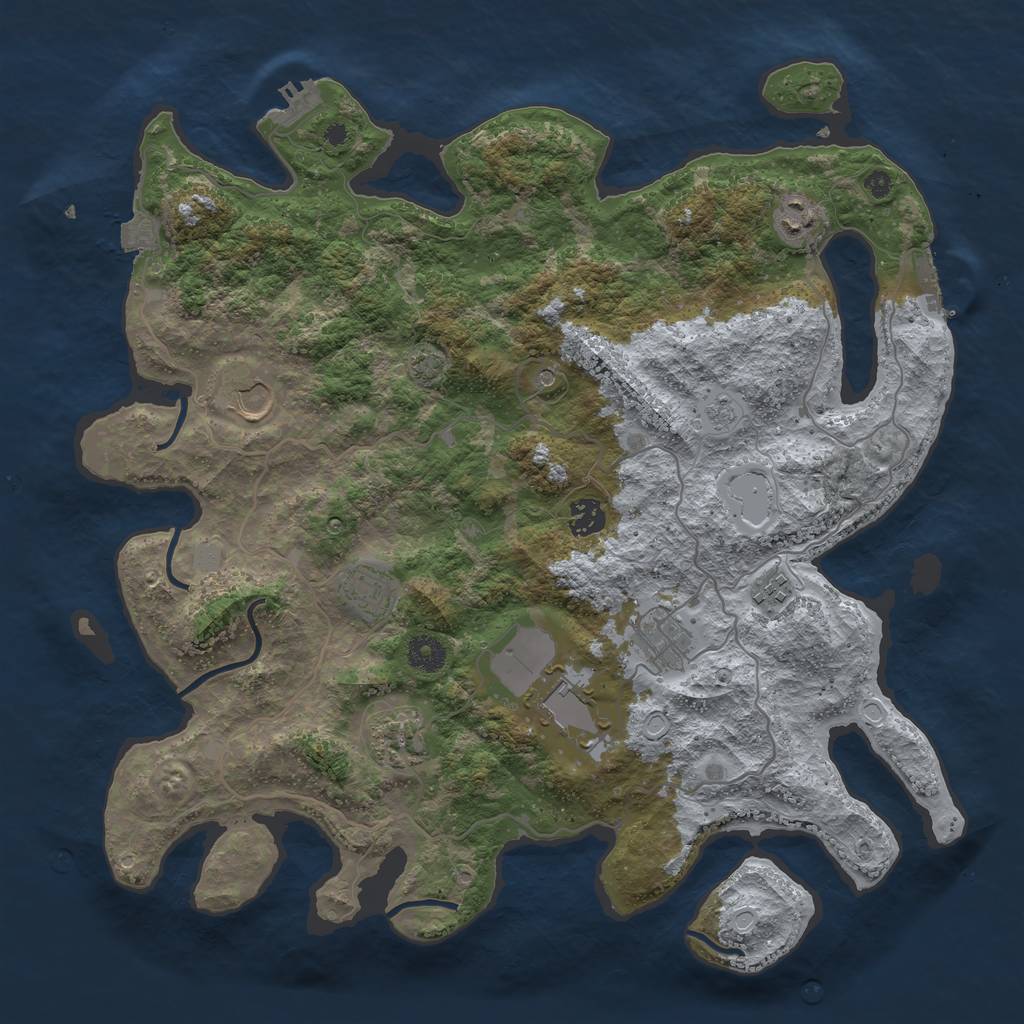 Rust Map: Procedural Map, Size: 4000, Seed: 1105588736, 16 Monuments