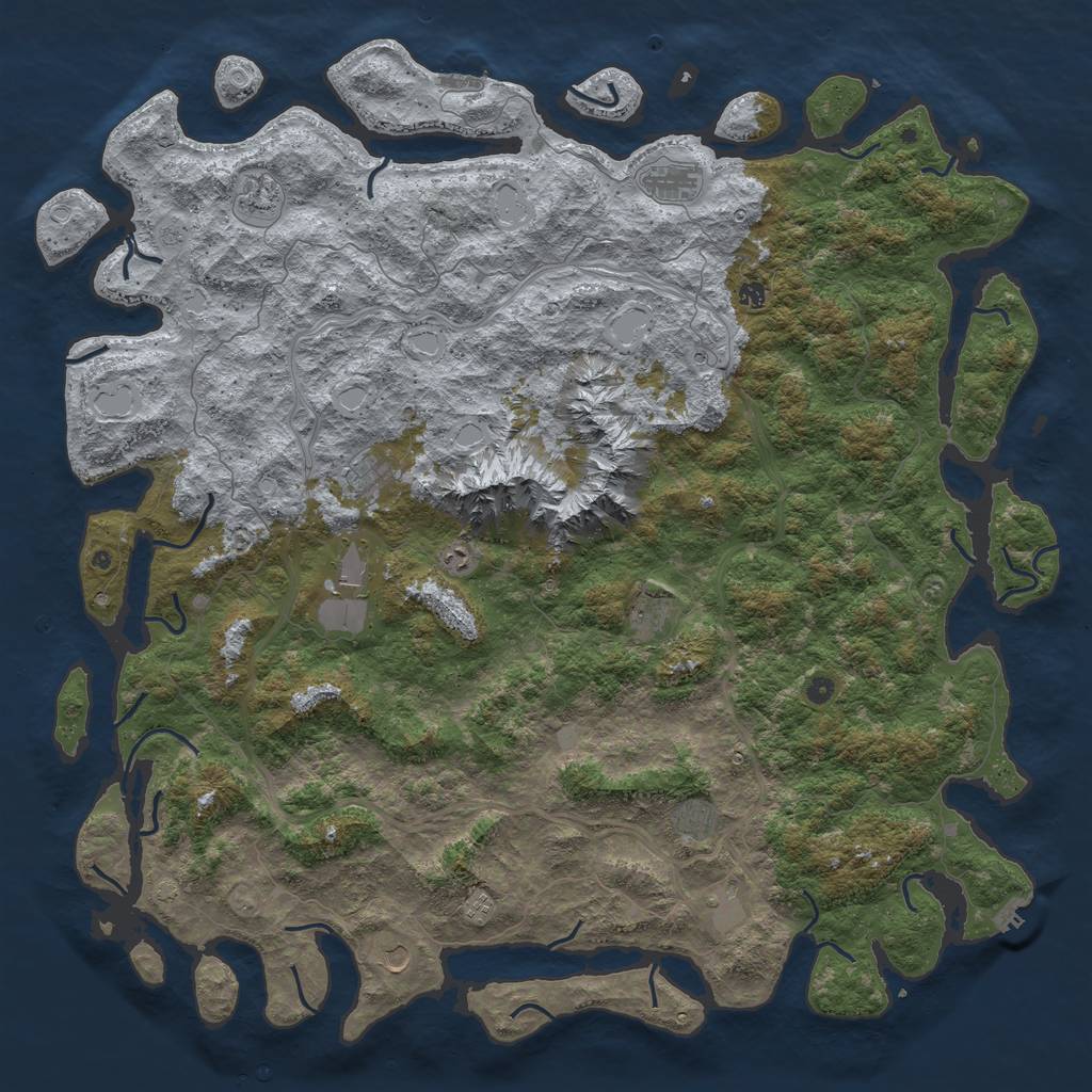 Rust Map: Procedural Map, Size: 6000, Seed: 1689761254, 19 Monuments