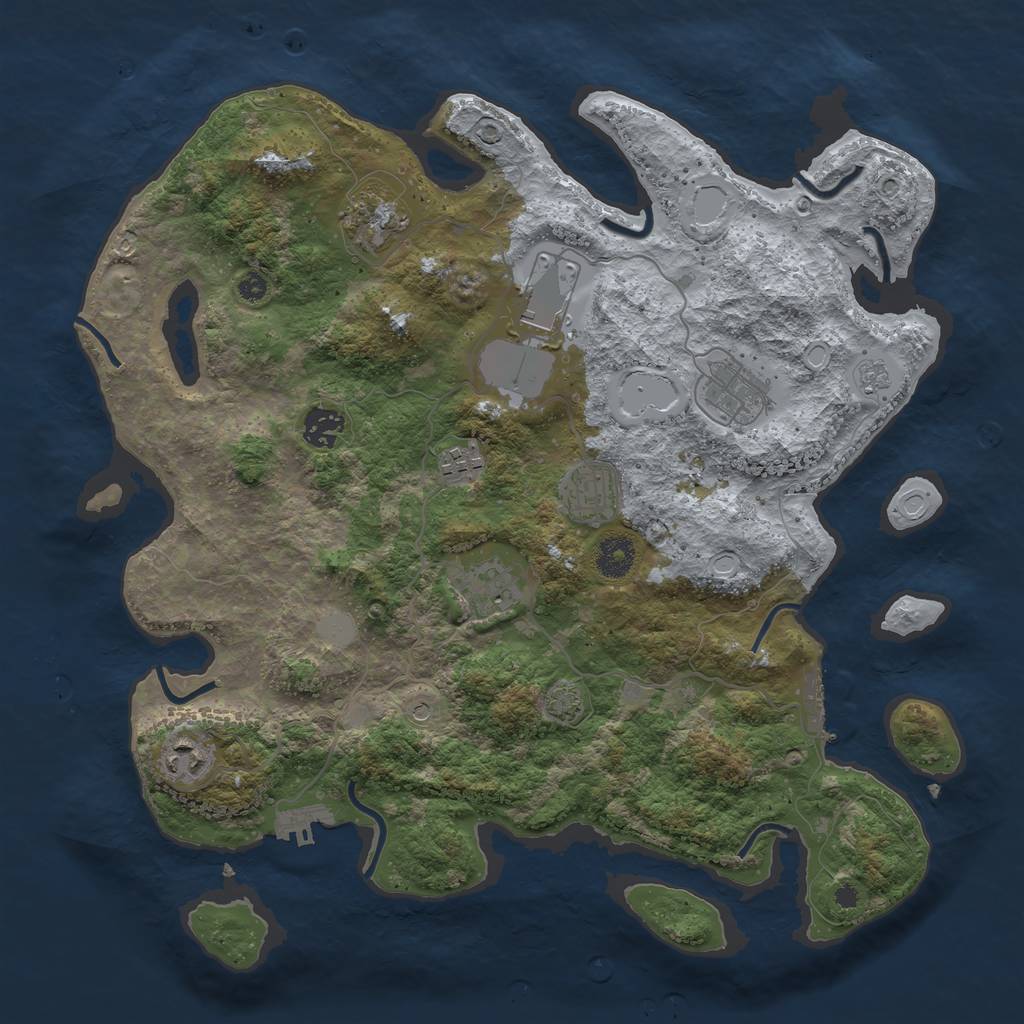 Rust Map: Procedural Map, Size: 3750, Seed: 150251, 16 Monuments