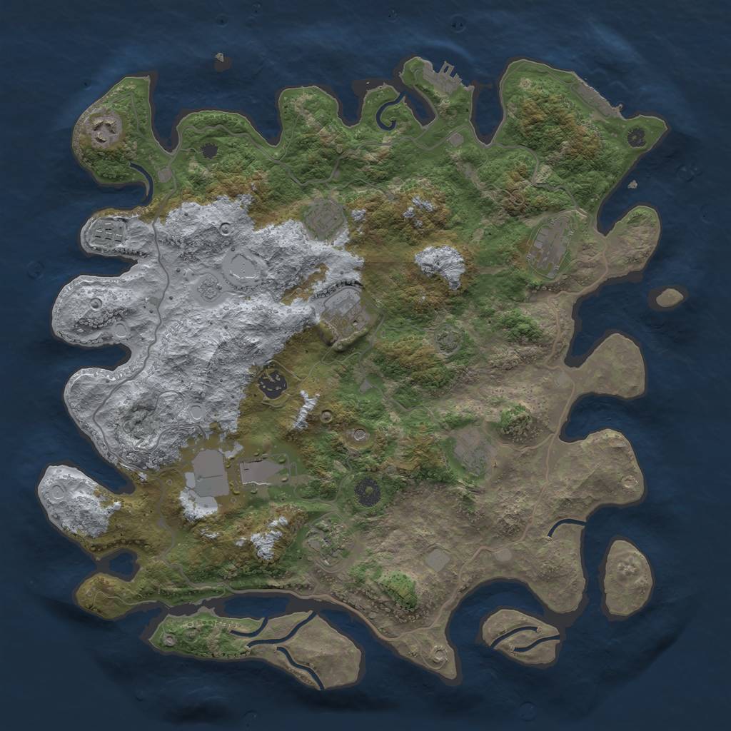 Rust Map: Procedural Map, Size: 4000, Seed: 991412899, 17 Monuments