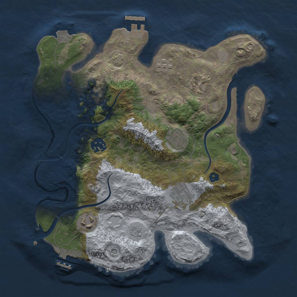 Rust Map: Procedural Map, Size: 3000, Seed: 73899, 12 Monuments