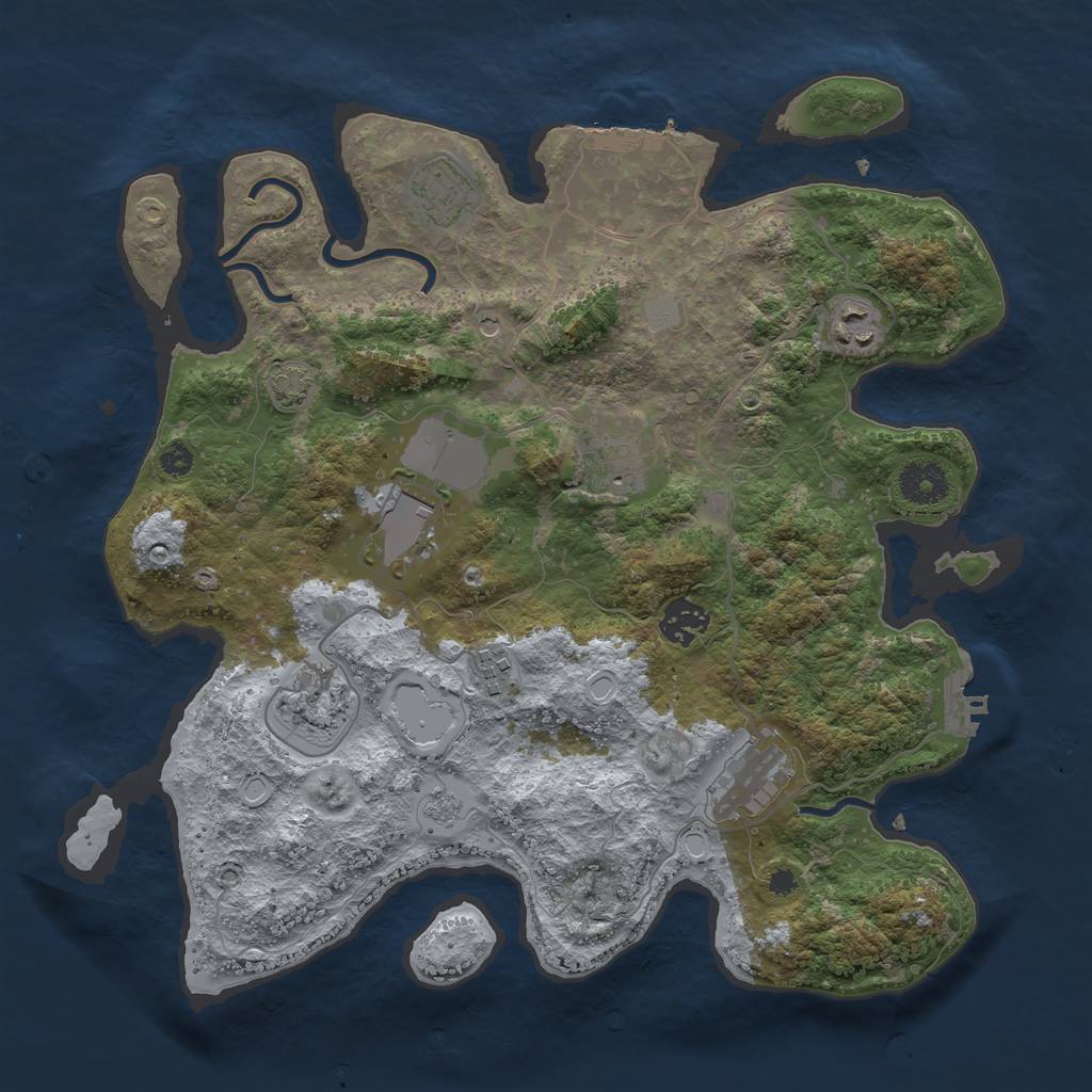 Rust Map: Procedural Map, Size: 3500, Seed: 1440758972, 16 Monuments