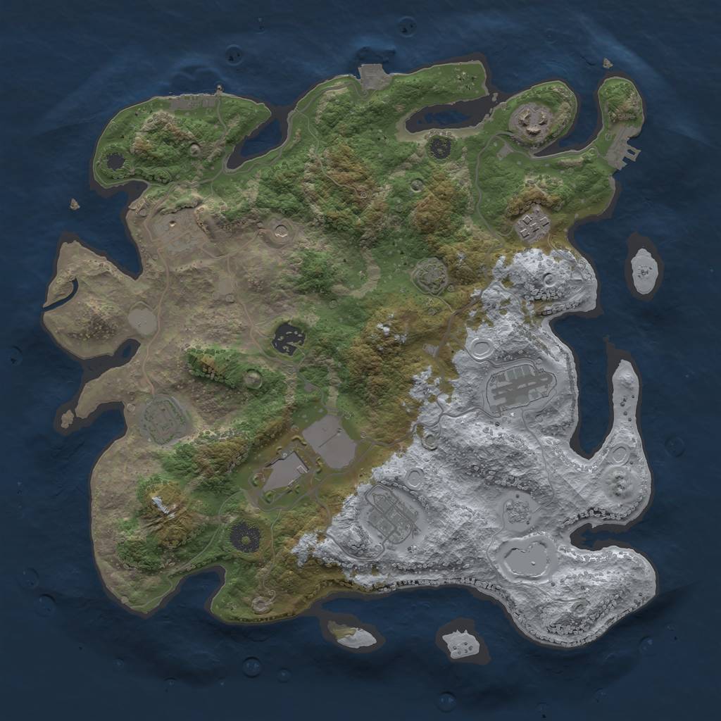 Rust Map: Procedural Map, Size: 3500, Seed: 1026526428, 16 Monuments