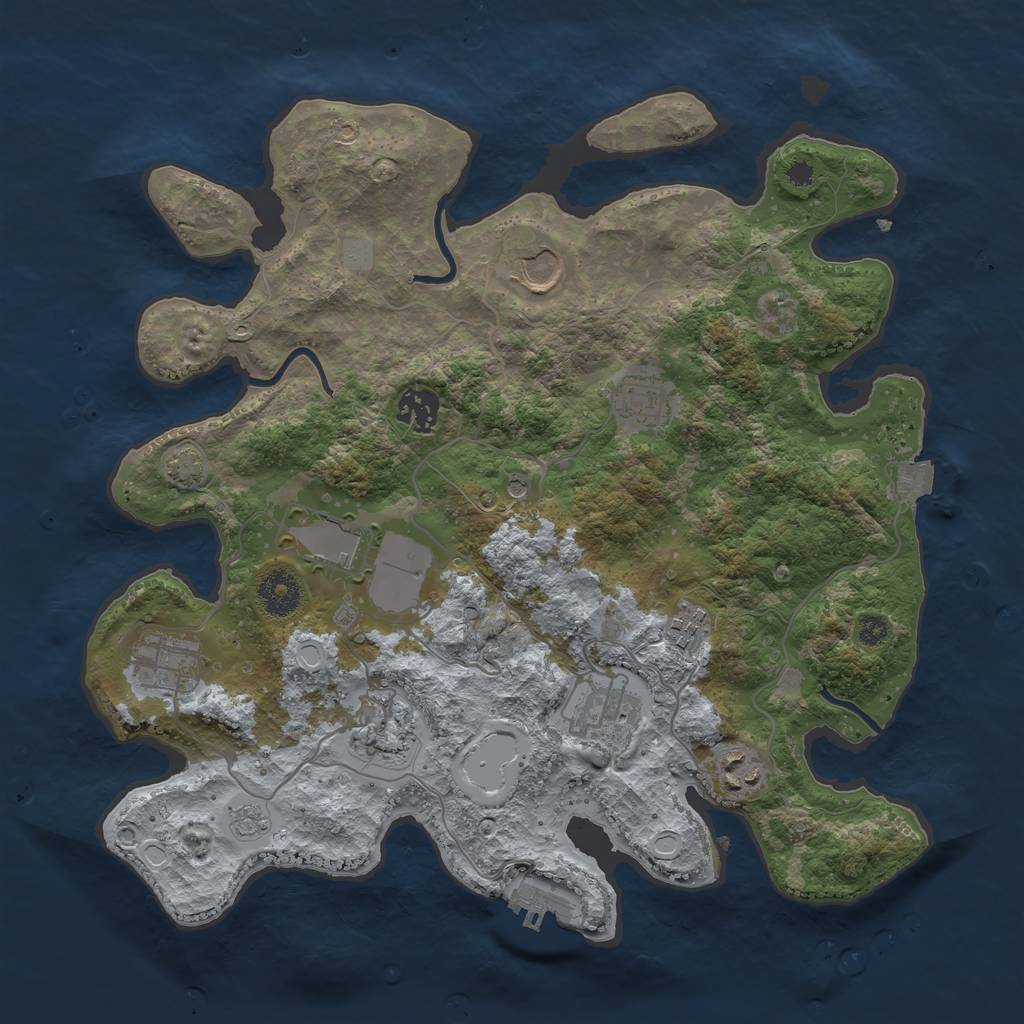 Rust Map: Procedural Map, Size: 3500, Seed: 779698955, 16 Monuments