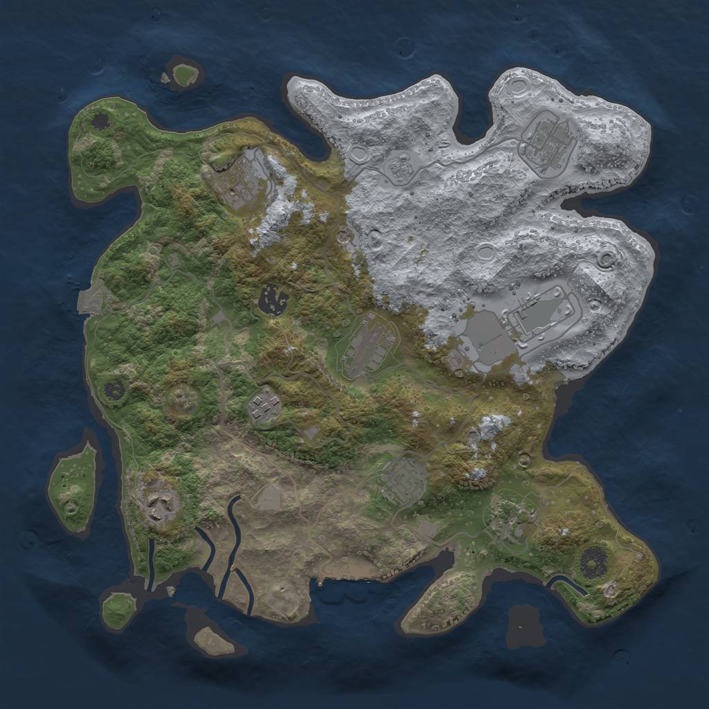 Rust Map: Procedural Map, Size: 3500, Seed: 81390767, 15 Monuments