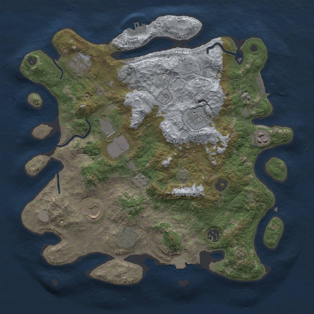 Rust Map: Procedural Map, Size: 3700, Seed: 535994446, 16 Monuments