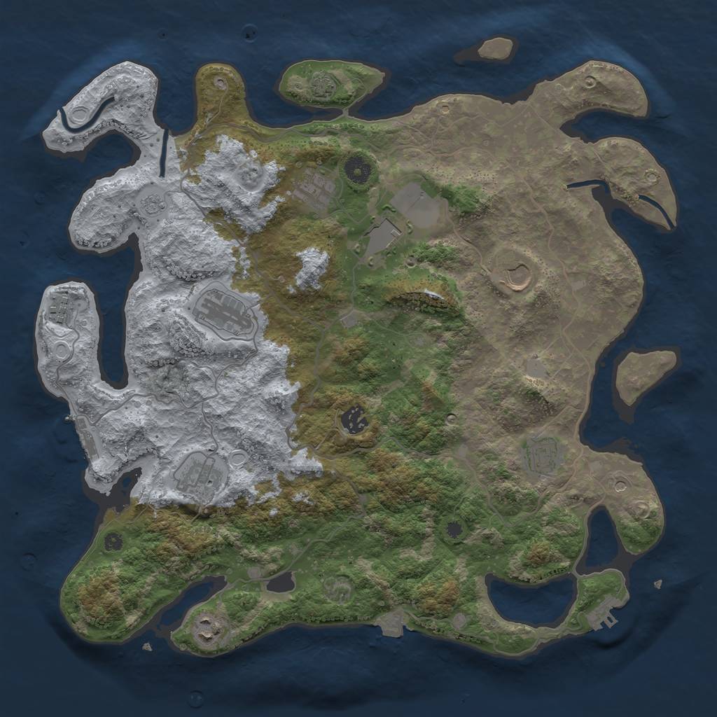 Rust Map: Procedural Map, Size: 4000, Seed: 879468, 17 Monuments