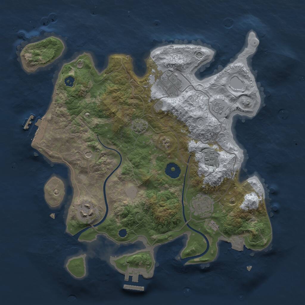 Rust Map: Procedural Map, Size: 3000, Seed: 1491814710, 10 Monuments
