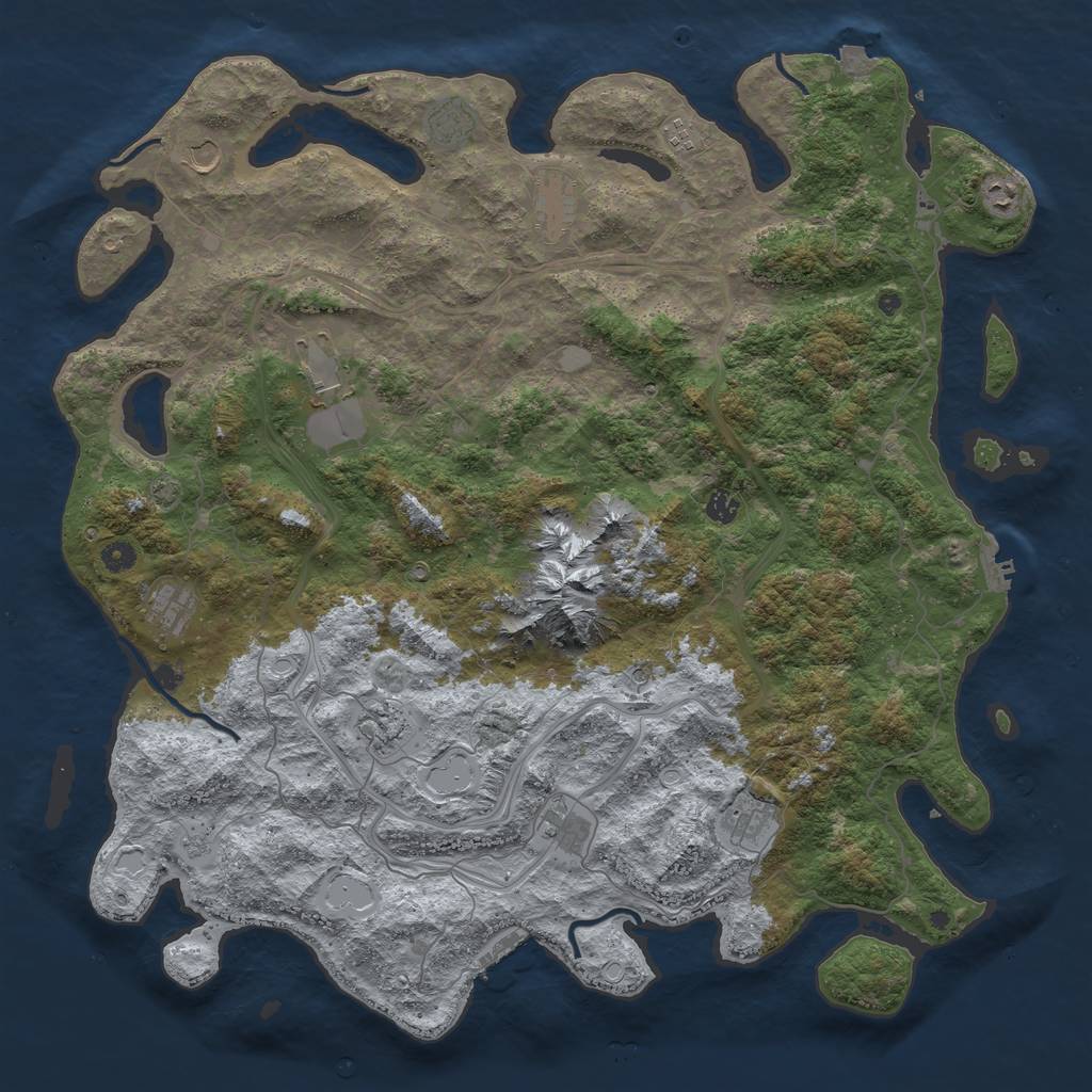 Rust Map: Procedural Map, Size: 5000, Seed: 2145404690, 19 Monuments